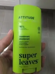 Attitude Attitude Déodorant sans Aluminium, Ingrédients d'Origine Naturelle, Certifié Ewg, Contrôle des Odeurs au Bicarbonate, Tourner & Appliquer, Testé Dermatologiquement, Végan, Poire & Ambre - 75 g