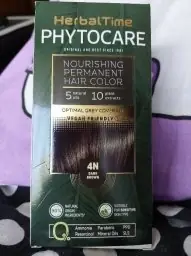 Herbal Herbal Time Phytocare Teinture Permanente pour Cheveux Brun Foncé 4n | Teinture Capillaire Naturelle Professionnelle | Nourrissez et Protégez Vos Cheveux | sans Ammoniaque, Ppd et Sls - 124,5 ml